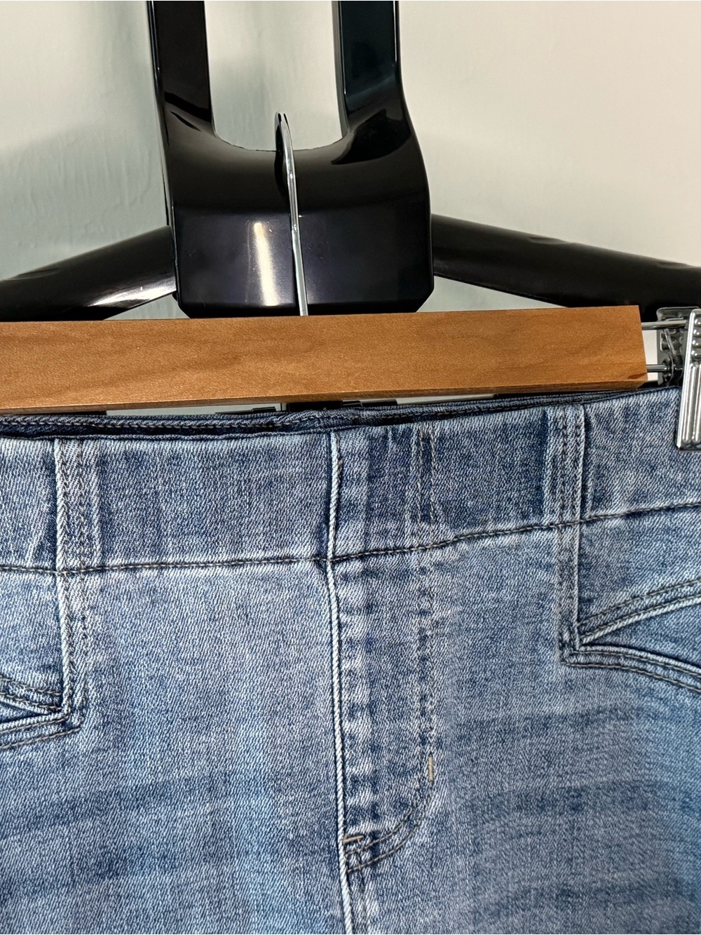 Jean/Denim Mini Skirt | Petite 0/25 | Raw Hem Stretch Denim LN - Picture 4 of 11